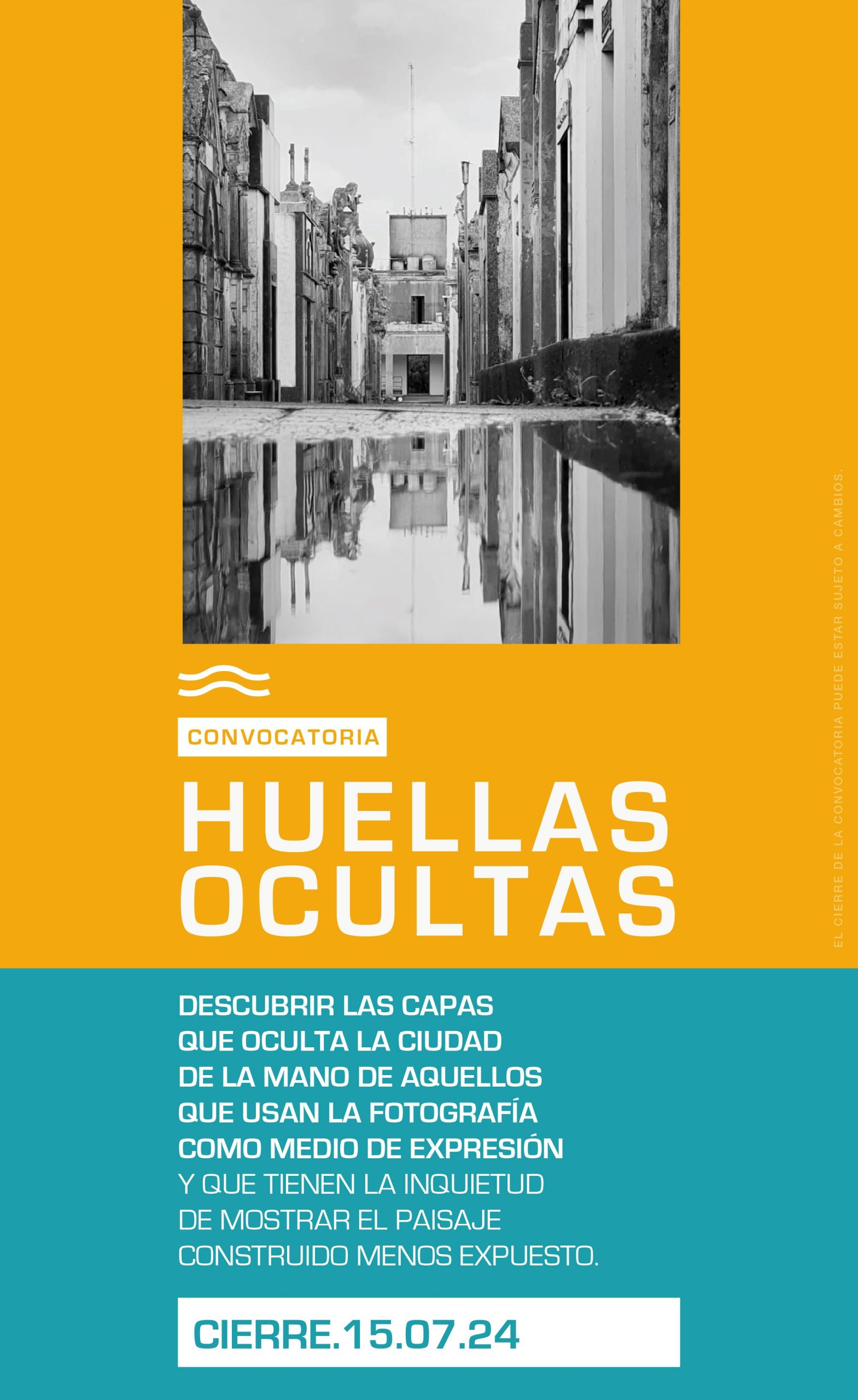 Afiche de la convocatoria Huellas ocultas, con el cierre el 15 de julio de 2024